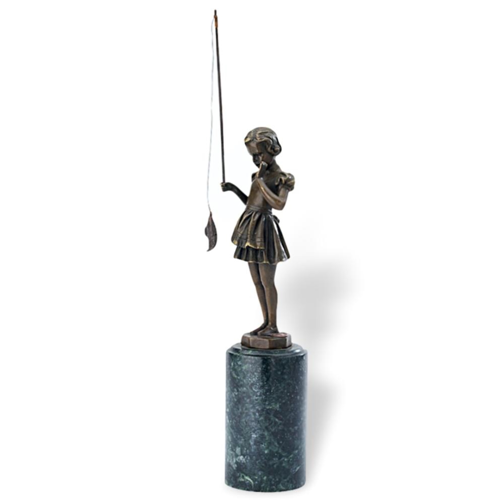 Bronze sculpture copy after Ferdinand Preiss Angel Angler bronze figure replica