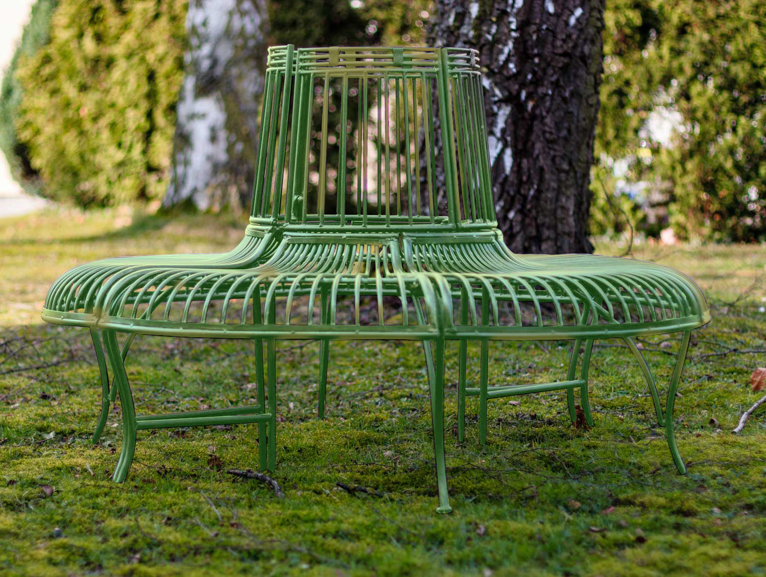 TZ-22-462k5dkogR2xbs Gartenbank Set Bank Baumbank Möbel Garten Metall Eisen grün Antik-Stil