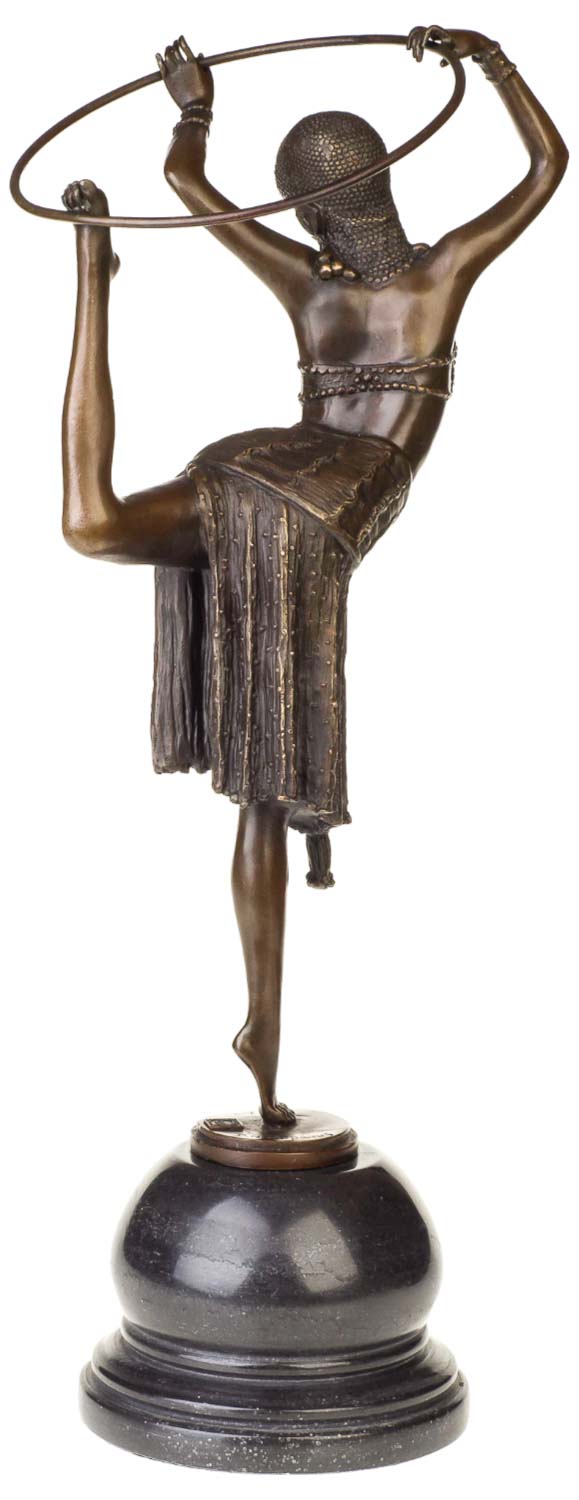 BT-165-04 Bronzeskulptur Tänzerin mit Ring Artdeco Bronze Figur Skulptur 54cm sculpture