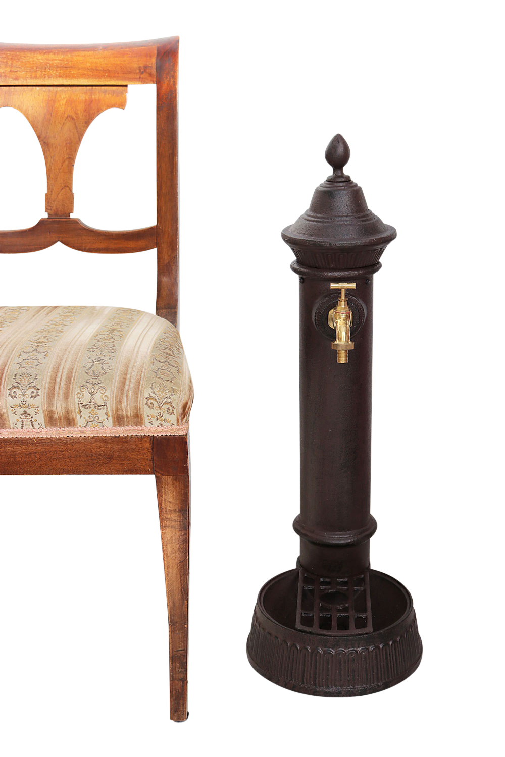 Standbrunnen 73cm Alu Brunnen Waschbecken Garten im Antik-Stil braun