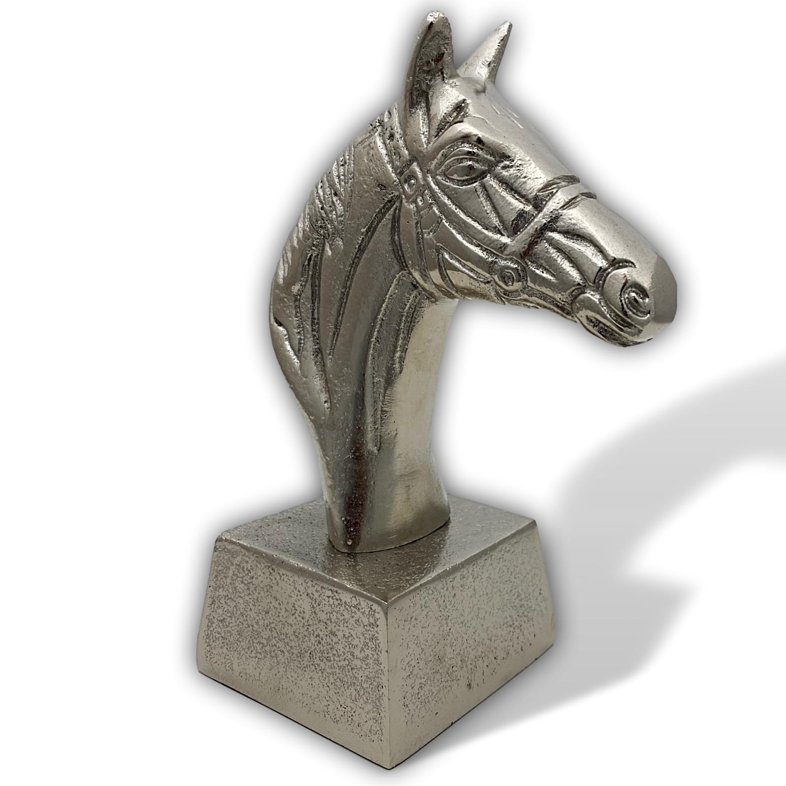 aubaho-22585-1 Skulptur Pferd 19cm Büste Pferdekopf Statue Figur Aluminium Antik-Stil