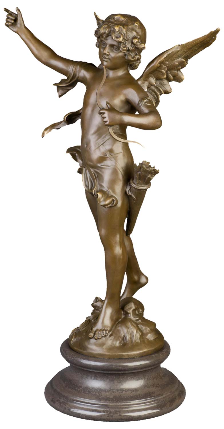 Bronzeskulptur Engel Amor im Antik-Stil Bronze Figur Statue 71cm