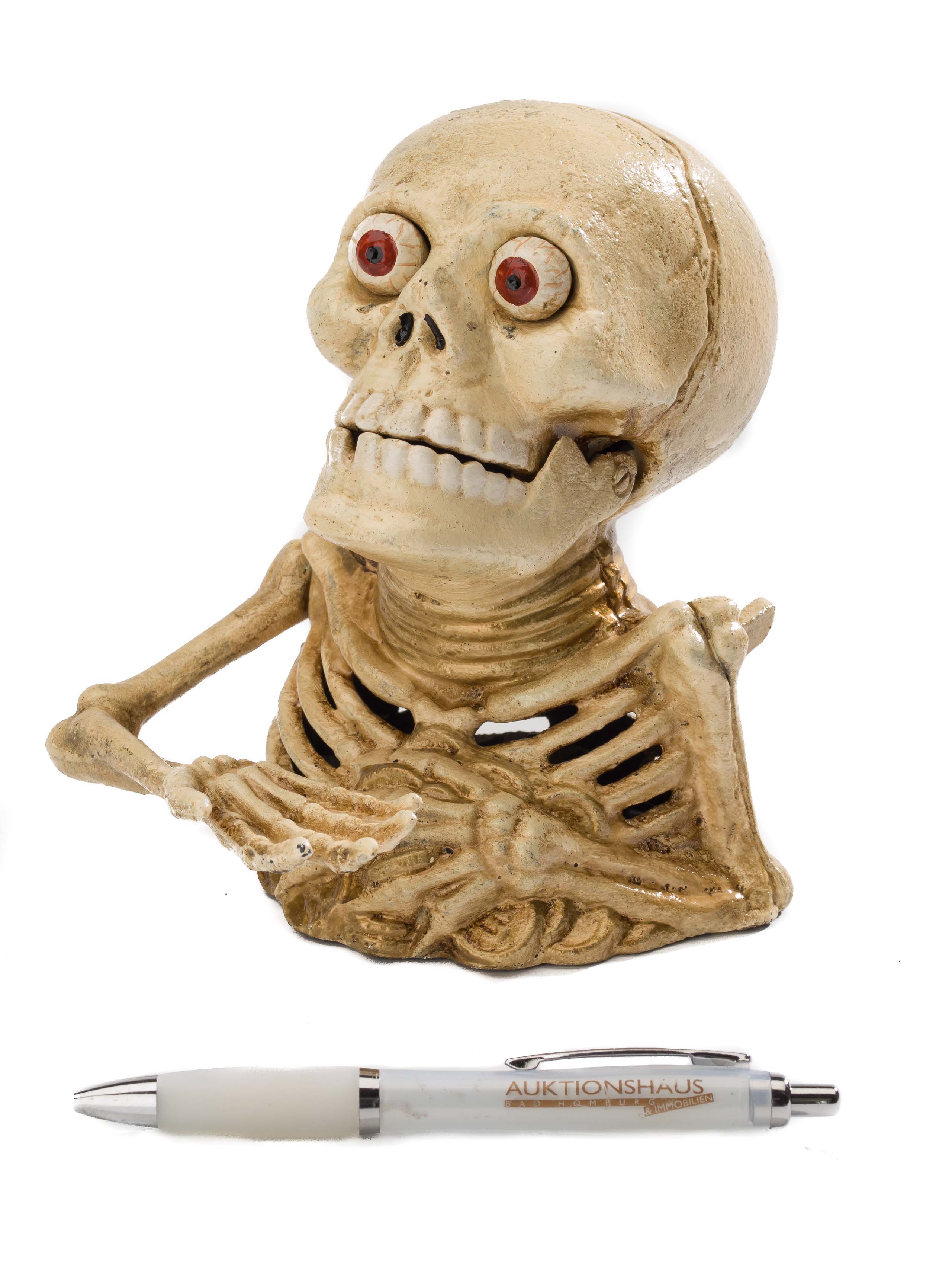 ML-60-5 Spardose Skelett Gerippe Totenkopf Gothic Gusseisen Anatomie antik Stil LARP