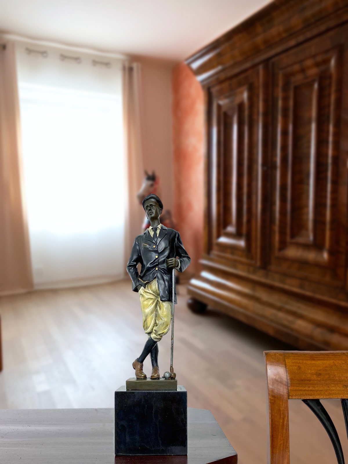 Bronzeskulptur Golf Golfer im Antik-Stil Bronze Figur Statue Pokal 32cm