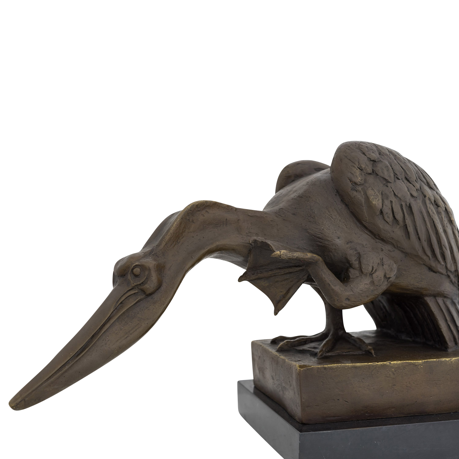 Bronzeskulptur Pelikan Stein Wasservogel Bronze Figur Statue Antik-Stil 40cm