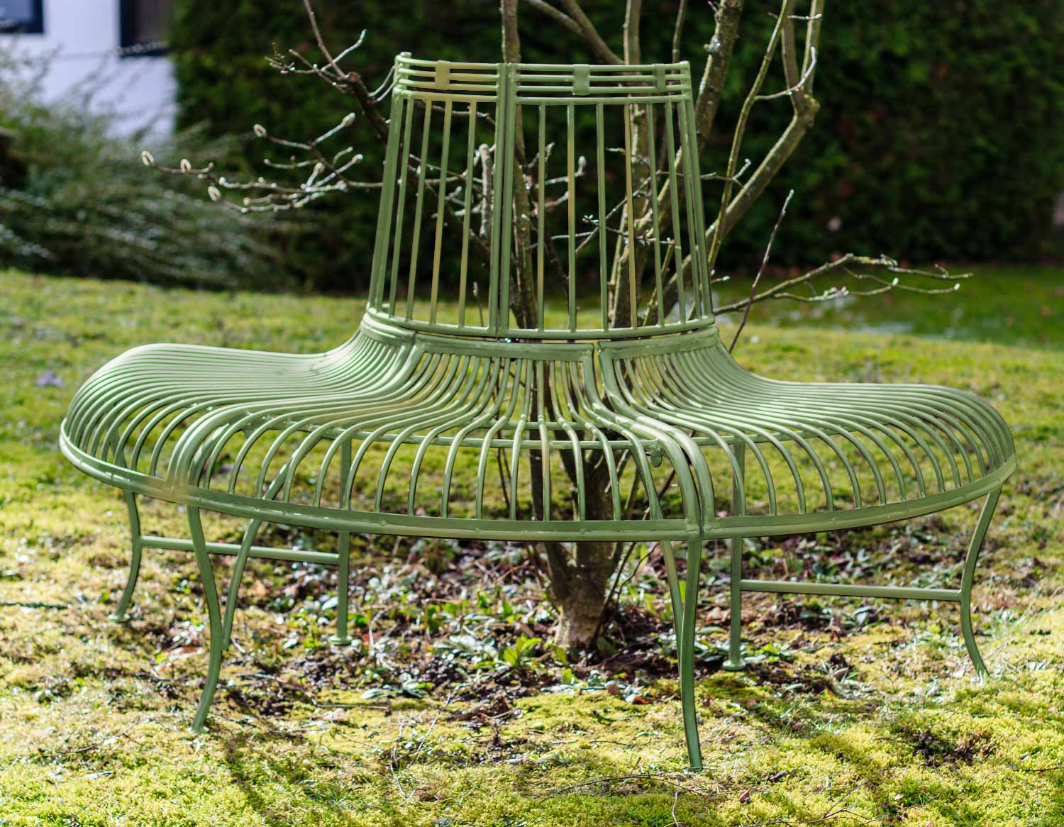 TZ-22-4PwzpOfnUB8UpVxLTXUrZZxCBQK Gartenbank Bank Baumbank Möbel Garten grün Metall Eisen Antik-Stil 134cm