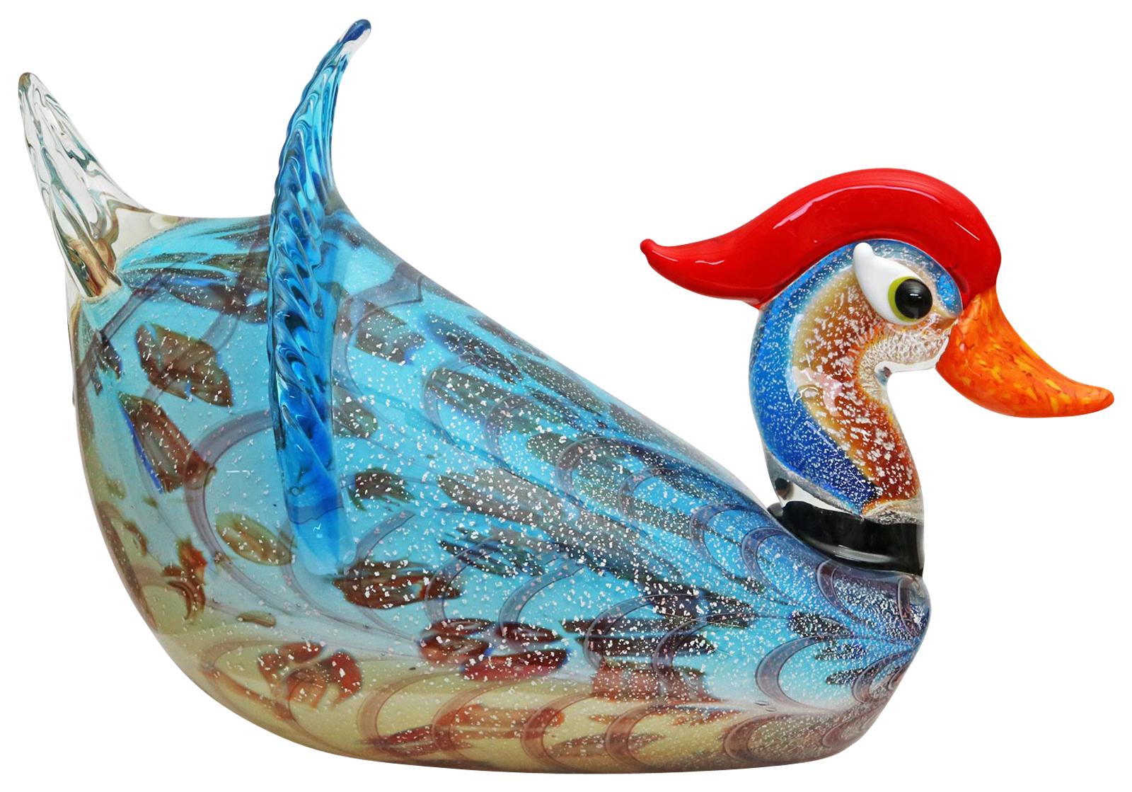 GL-322_4 Glasfigur Figur Glas Ente Vogel im Murano Antik Stil 41cm