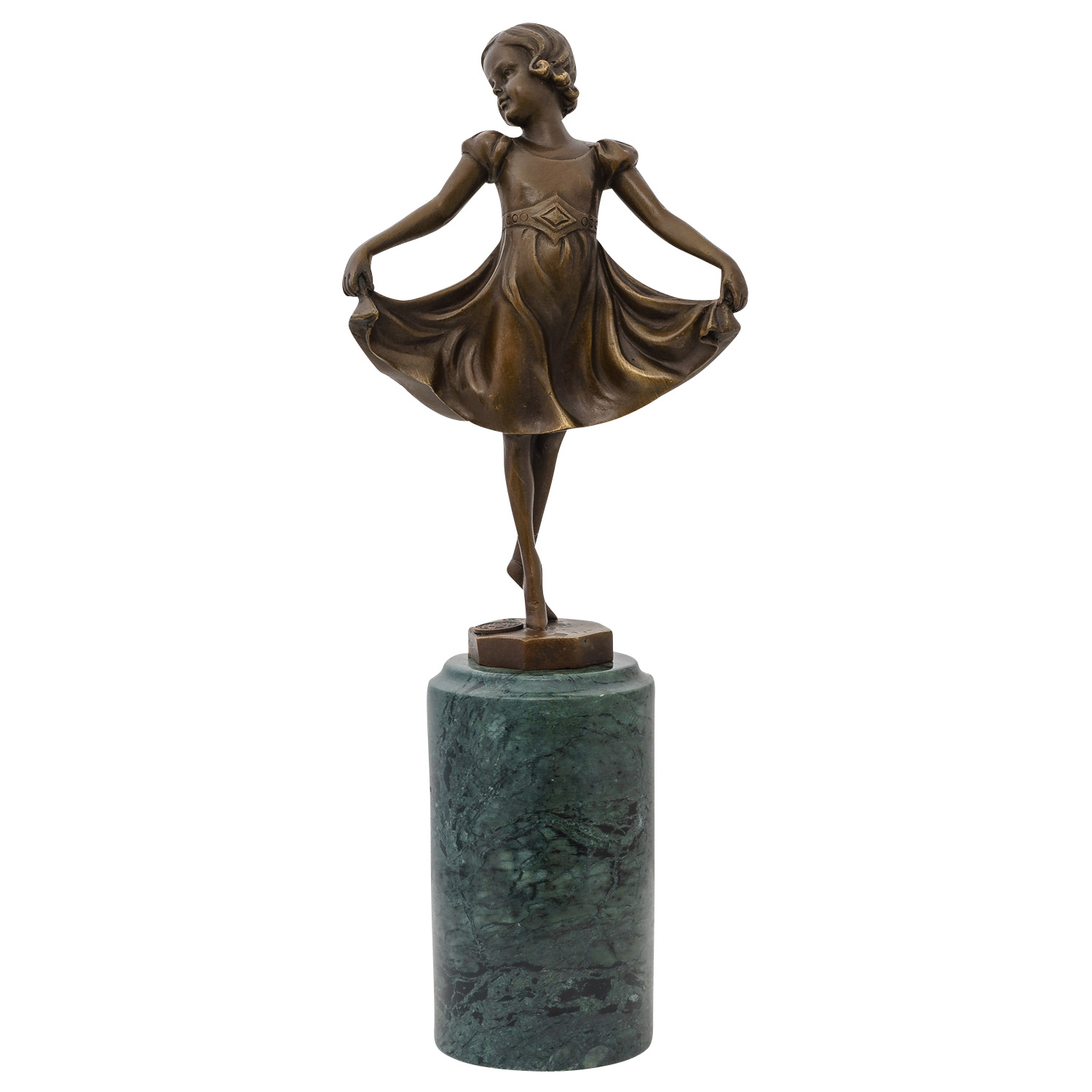 Art deco sculpture - elegant girl - ferdinand preiss style - bronze