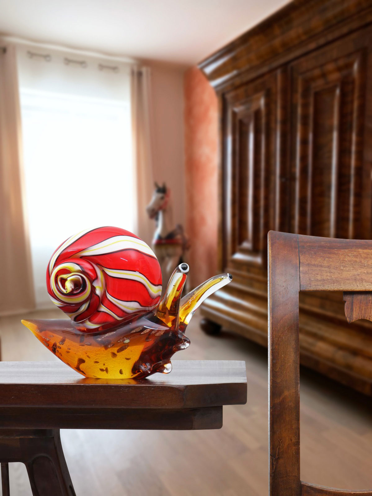 Glasfigur Figur Skulptur Glas Glasskulptur Schnecke Murano-Stil Antik-Stil 22cm