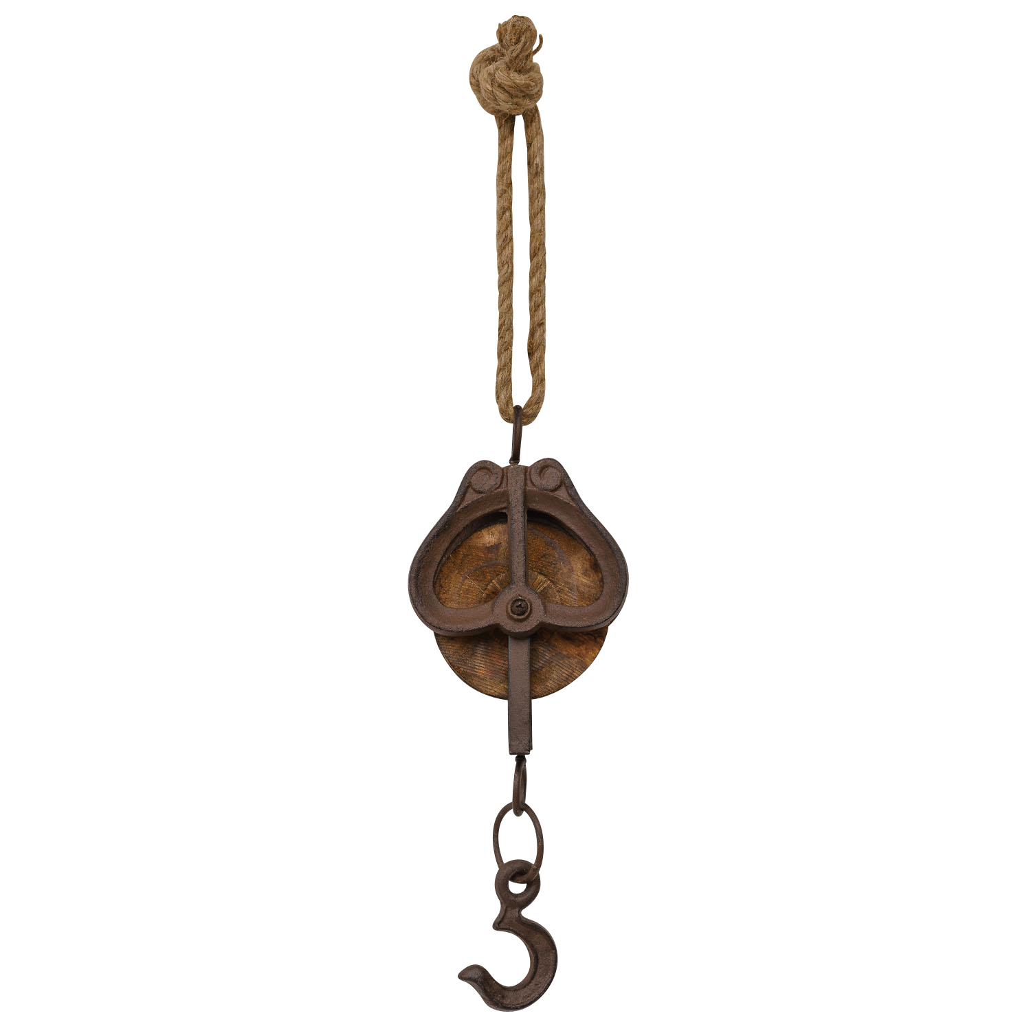 TZ-85-1 Flaschenzug Umlenkrolle Seilzug Rolle Eisen Werkzeug Antik-Stil 51cm (a)