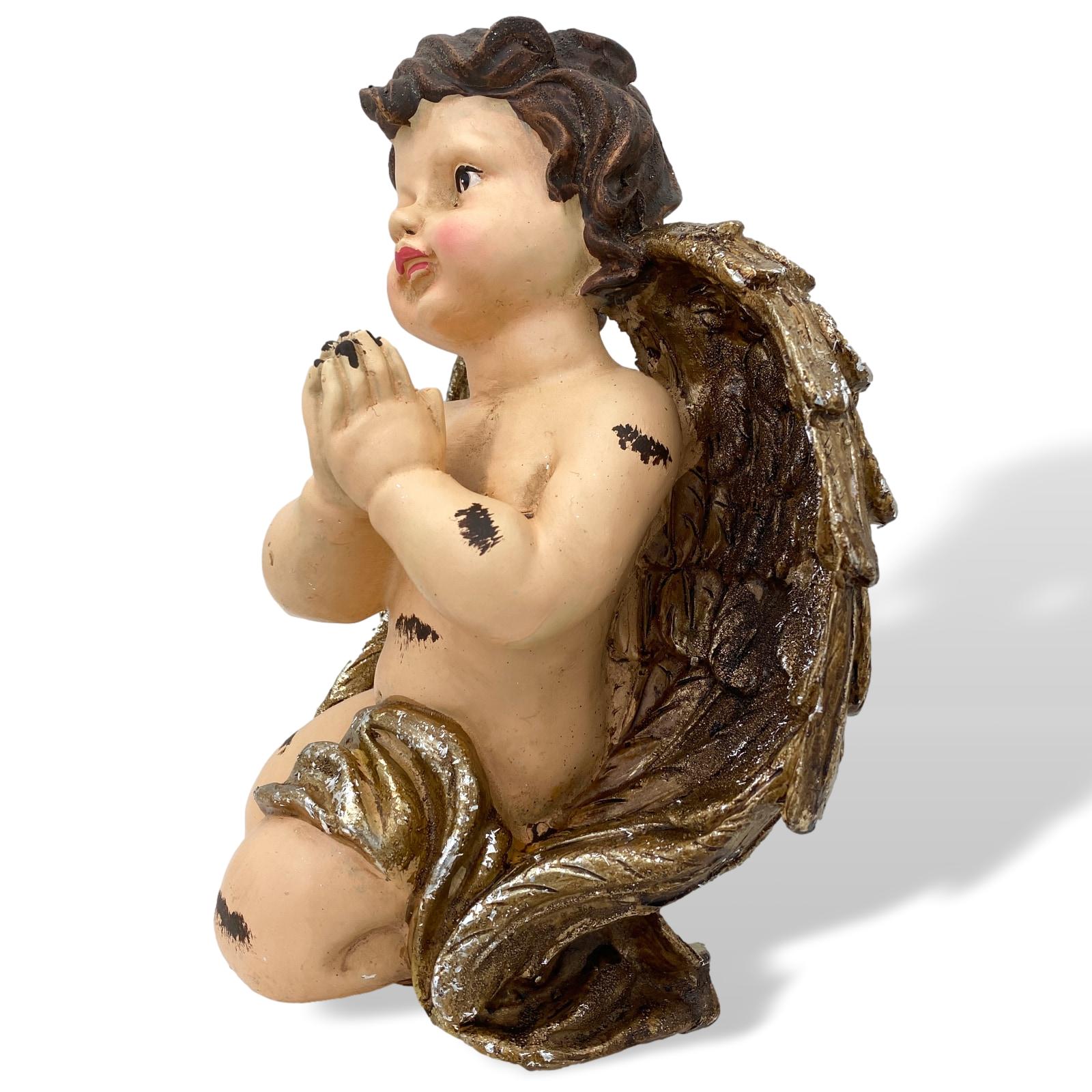 600DI214-5 Skulptur betender Engel Putte Figur Kunststein 26cm Antik-Stil
