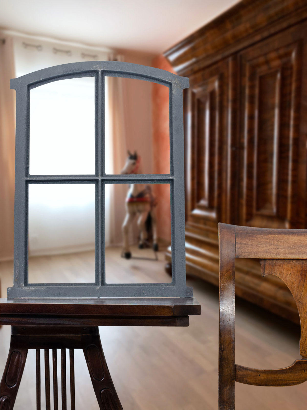 F02A-G-11 Fenster grau Stallfenster Eisenfenster Scheunenfenster Eisen 49cm Antik-Stil (k)