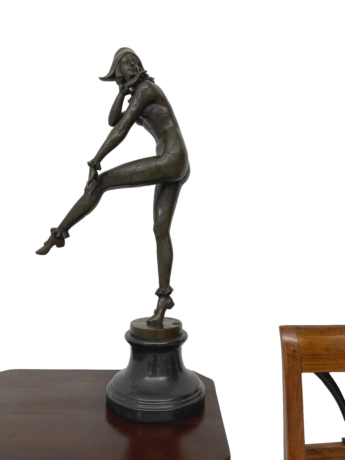 KF-29a Bronzeskulptur Harlekin Frau nach Alfred Gilbert Bronze Figur 72cm Replik Kopie