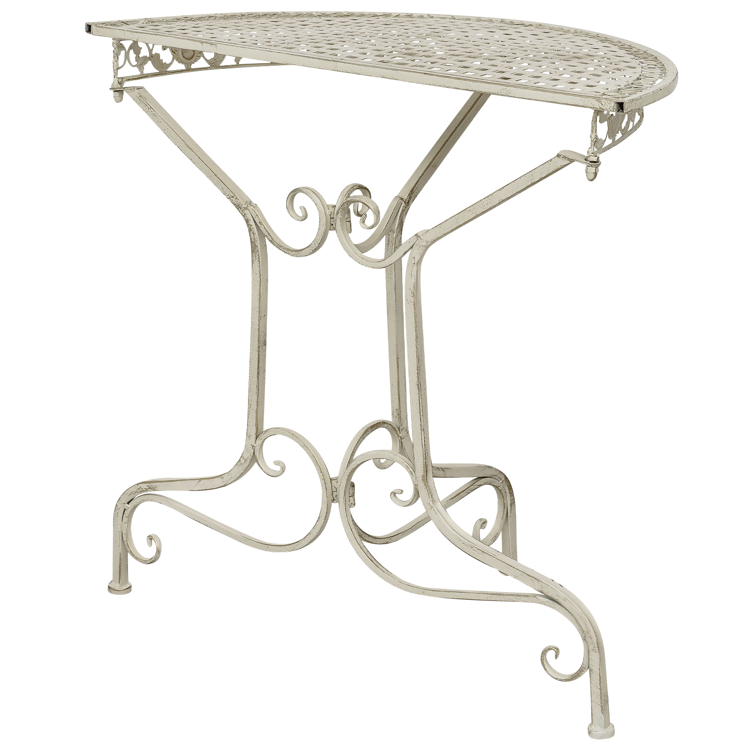 SW170200AW-5 Balkontisch Gartentisch Eisen Tisch Garten weiss Antik-Stil halbrund Konsole