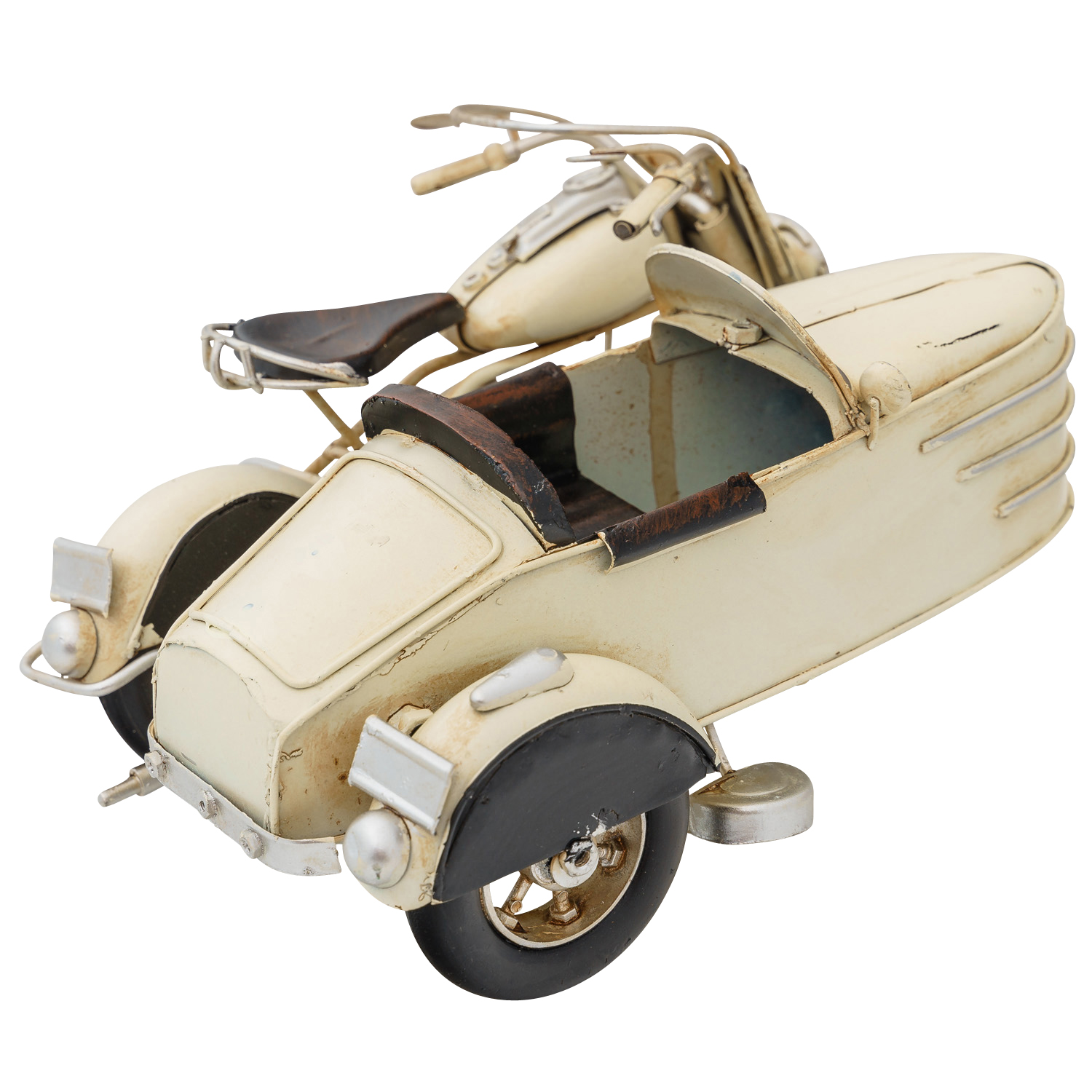BL-224-4 Modell Motorradgespann Blech Metall Motorrad Gespann Oldtimer Antik-Stil 20cm
