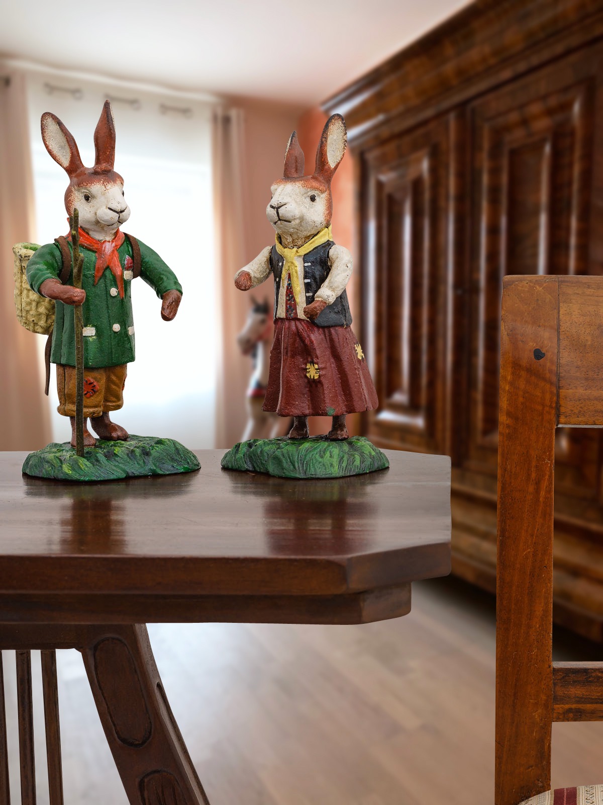 HP-154-8 Hasenpaar Hasen Osterhase Hase Eisen 23cm Antik-Stil