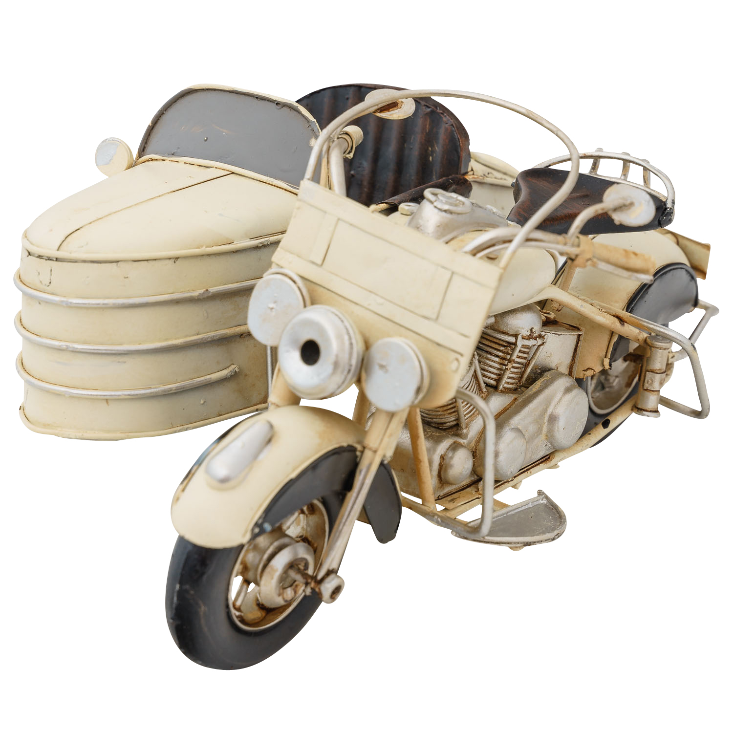 BL-224-2 Modell Motorradgespann Blech Metall Motorrad Gespann Oldtimer Antik-Stil 20cm