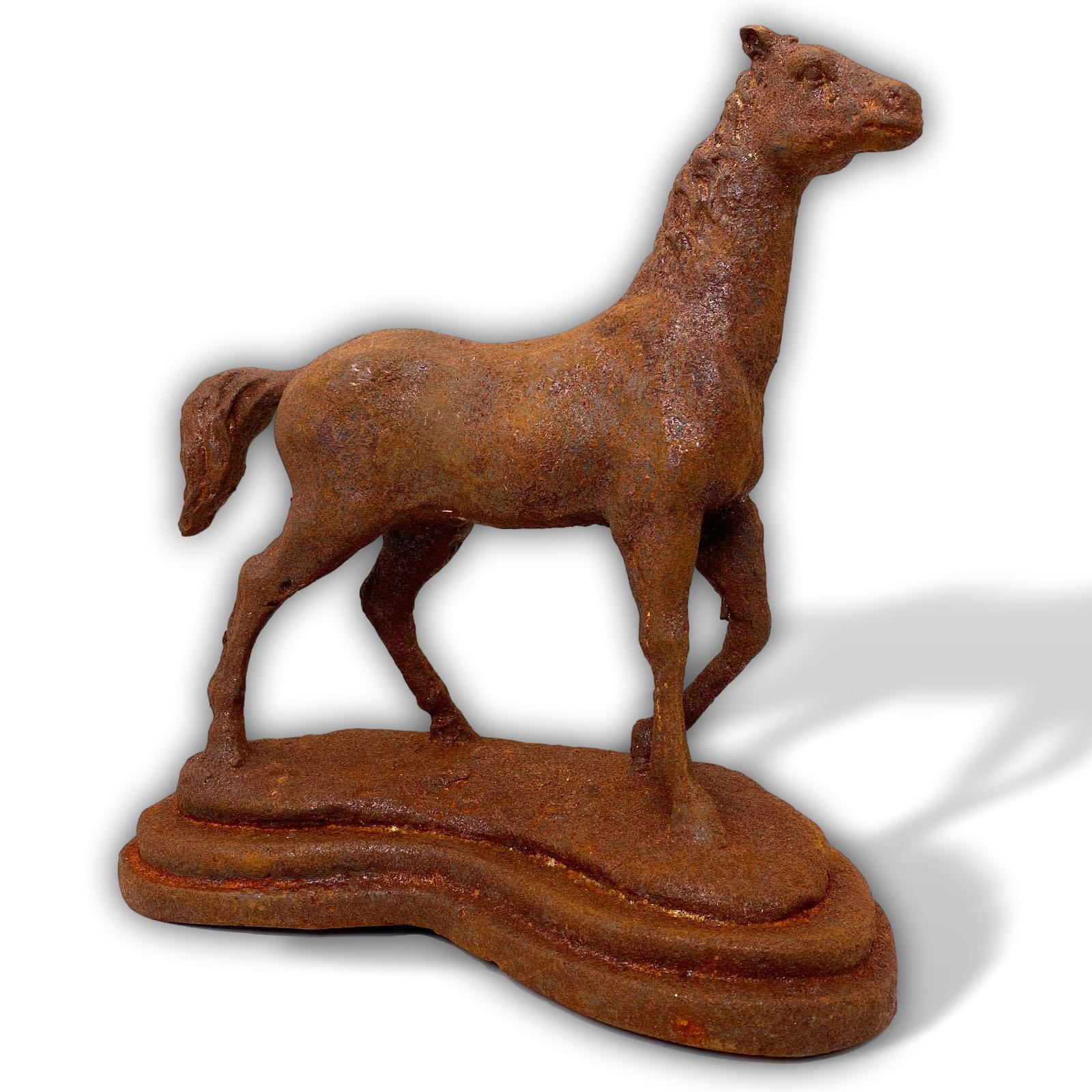 aubaho-pferd-16-3a Skulptur Pferd Statue Figur Eisen Rost Garten Dekoration 31cm Antik-Stil