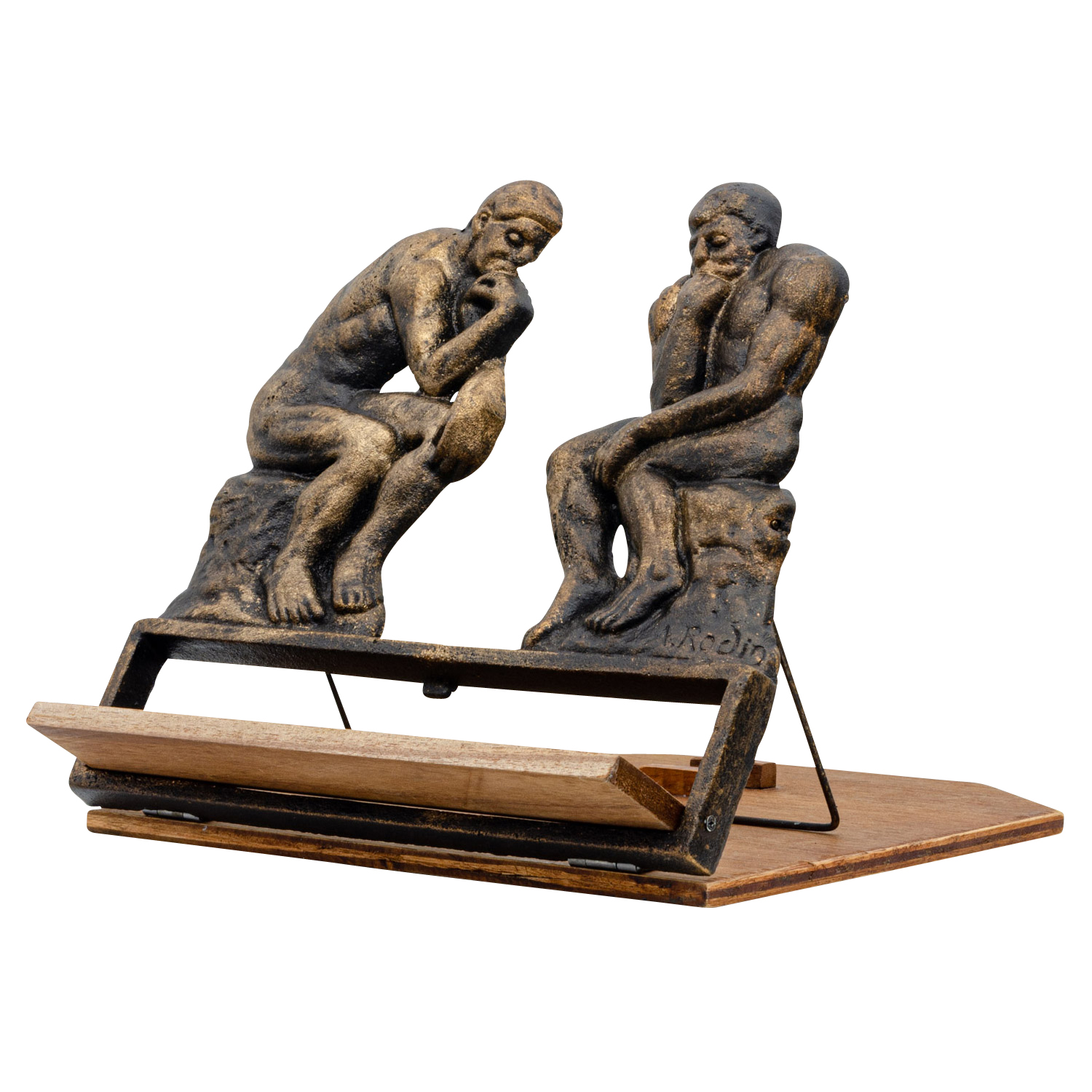 NG-82-3I54aXdjMnJkSe Notenständer Staffelei Menükartenhalter Denker nach Rodin Figur Eisen Antik-Stil