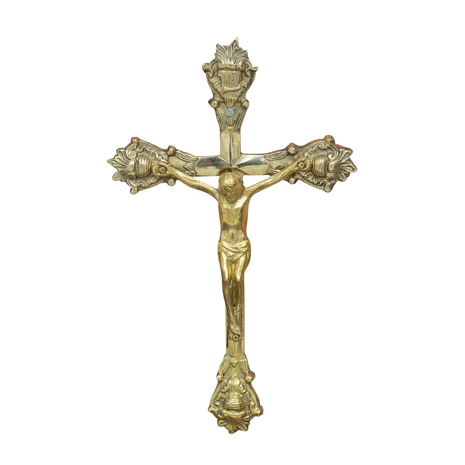 Kreuz Kruzifix Altarkreuz Kirche Wandkreuz Messing Antik-Stil 32cm