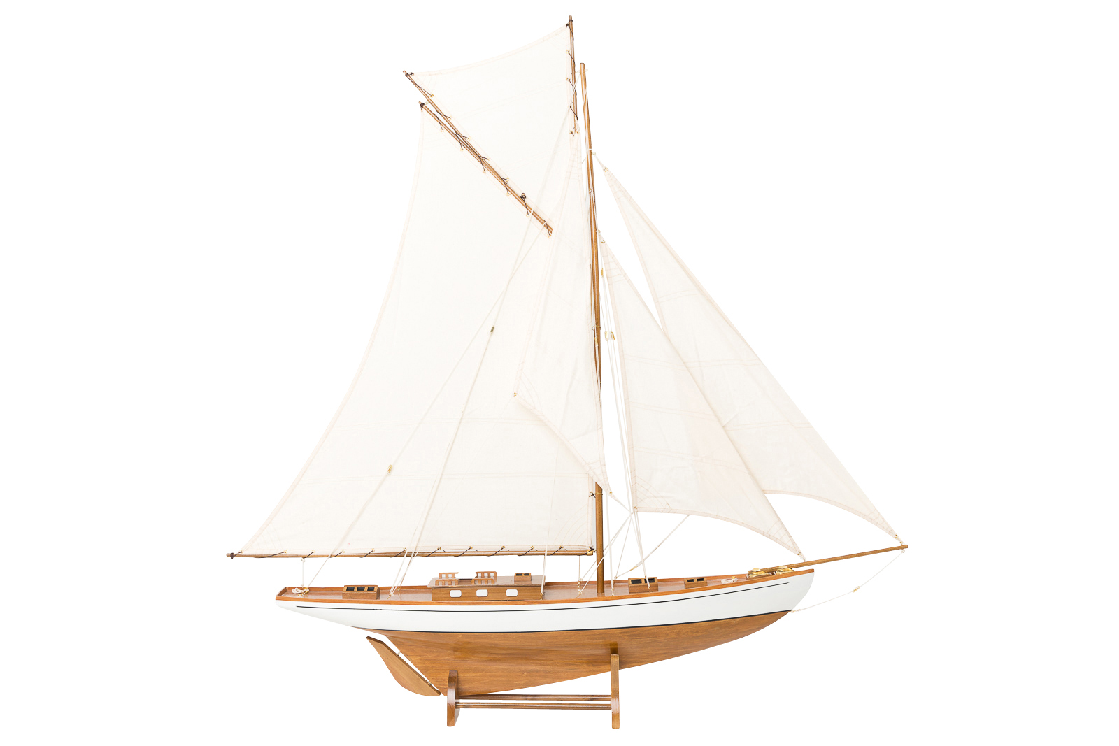 aubaho-150205-s1-05578c94ebc0bc1 Modellschiff Segelyacht Yacht Holz Schiff Boot Segelschiff Schiffsmodell H:135cm