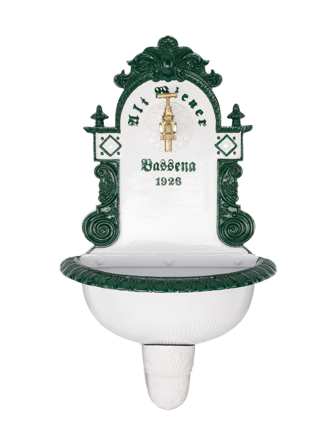 2016-02-03_Auktionshaus_010 Brunnen Wandbrunnen 72cm Aluminium Waschbecken im Nostalgie antik Stil fountain