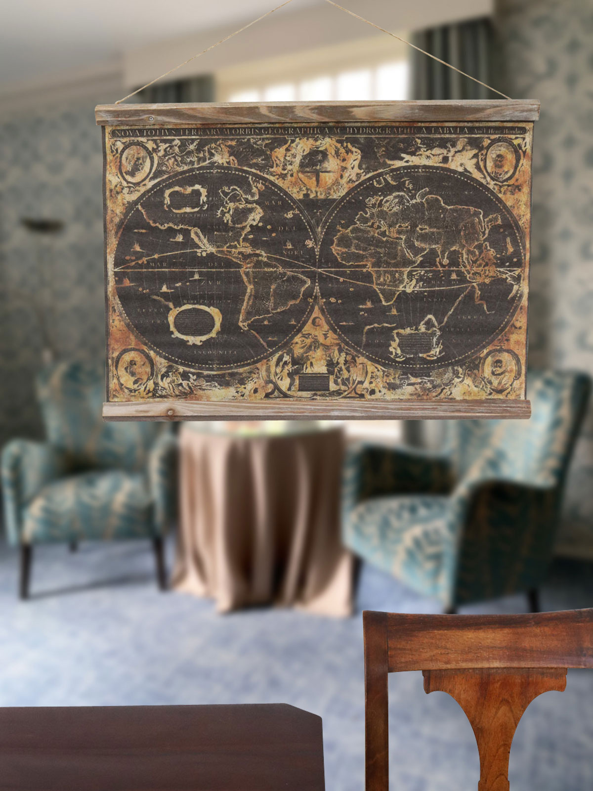 SJ-4-9 Landkarte Weltkarte historische Karte Wandkarte Antik-Stil Orbis Geographica