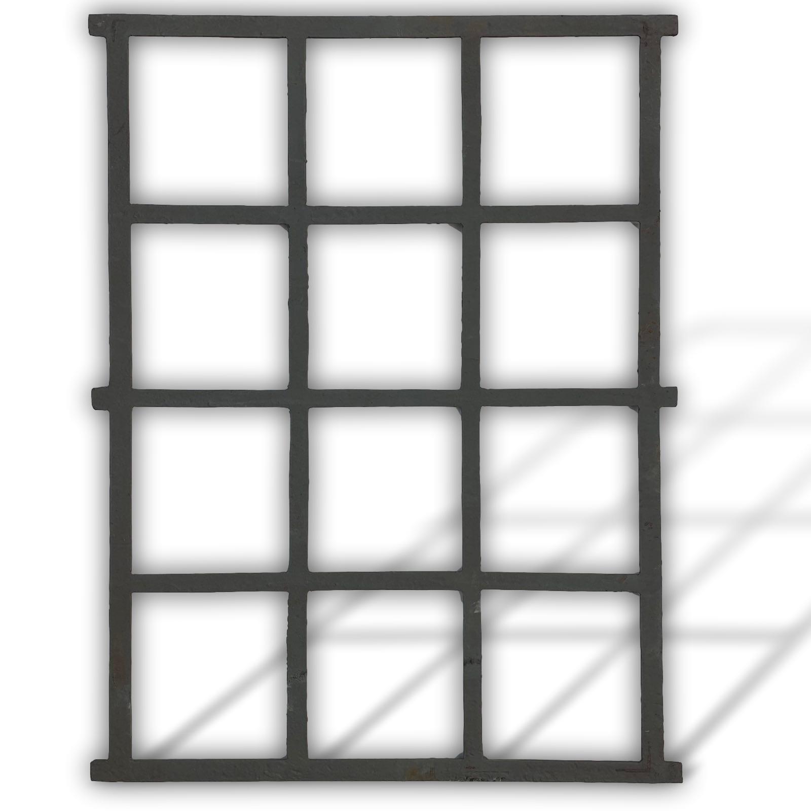 aubaho-F30-G-1a Fenster Grau Stallfenster Eisenfenster Scheunenfenster Eisen Antik-Stil 95cm