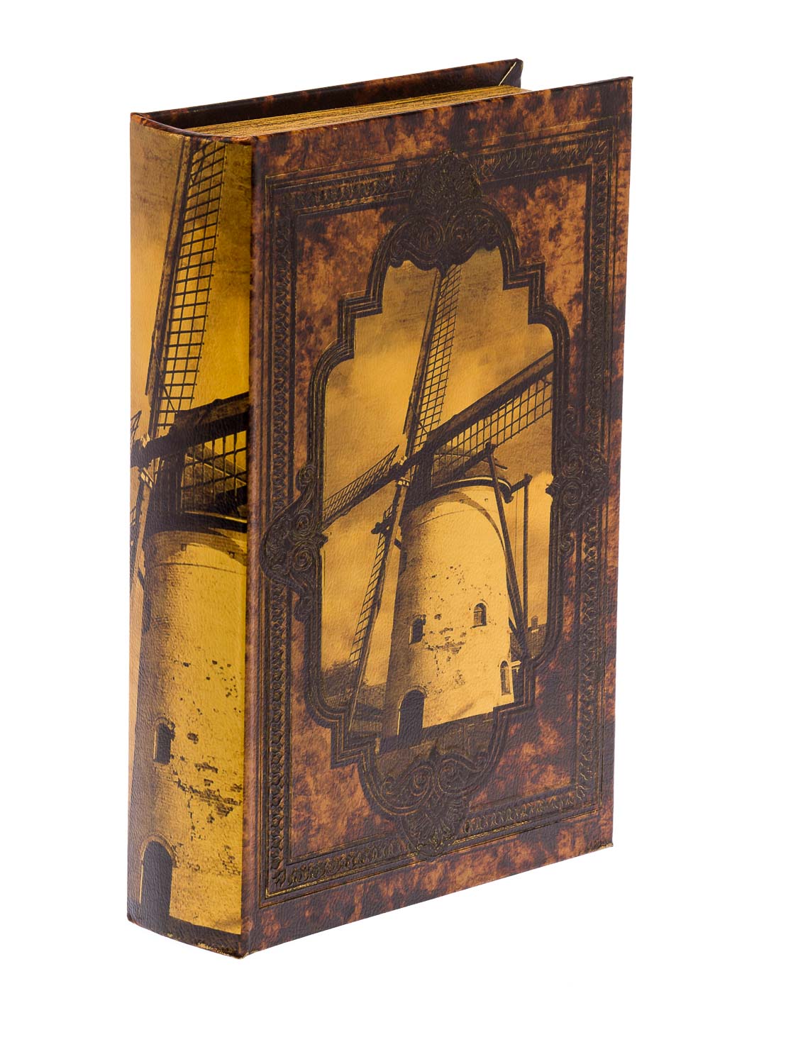 2016-12-07_Auktionshaus_071 Schatulle Windmühle Holz Buchattrappe Box Kästchen Etui Buch antik Stil book XL