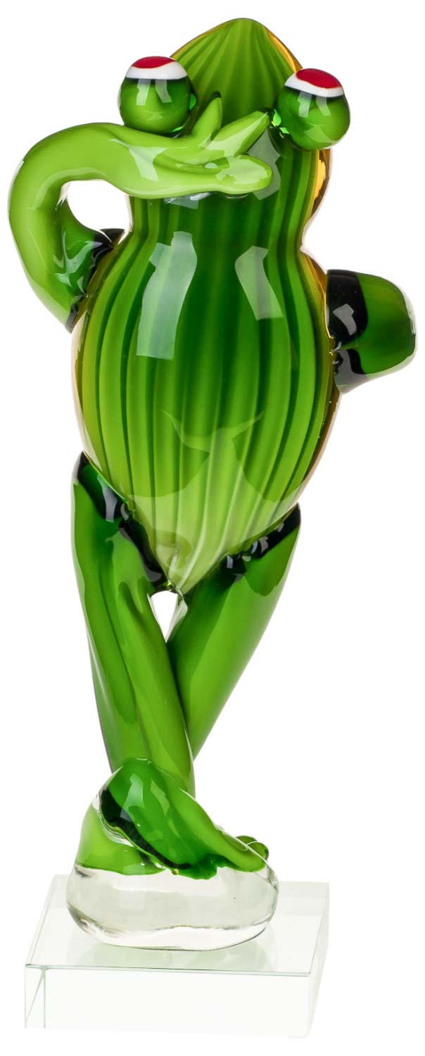 GL944-04 Glasfigur Frosch Glas Figur im Murano Antik-Stil Skulptur 30cm