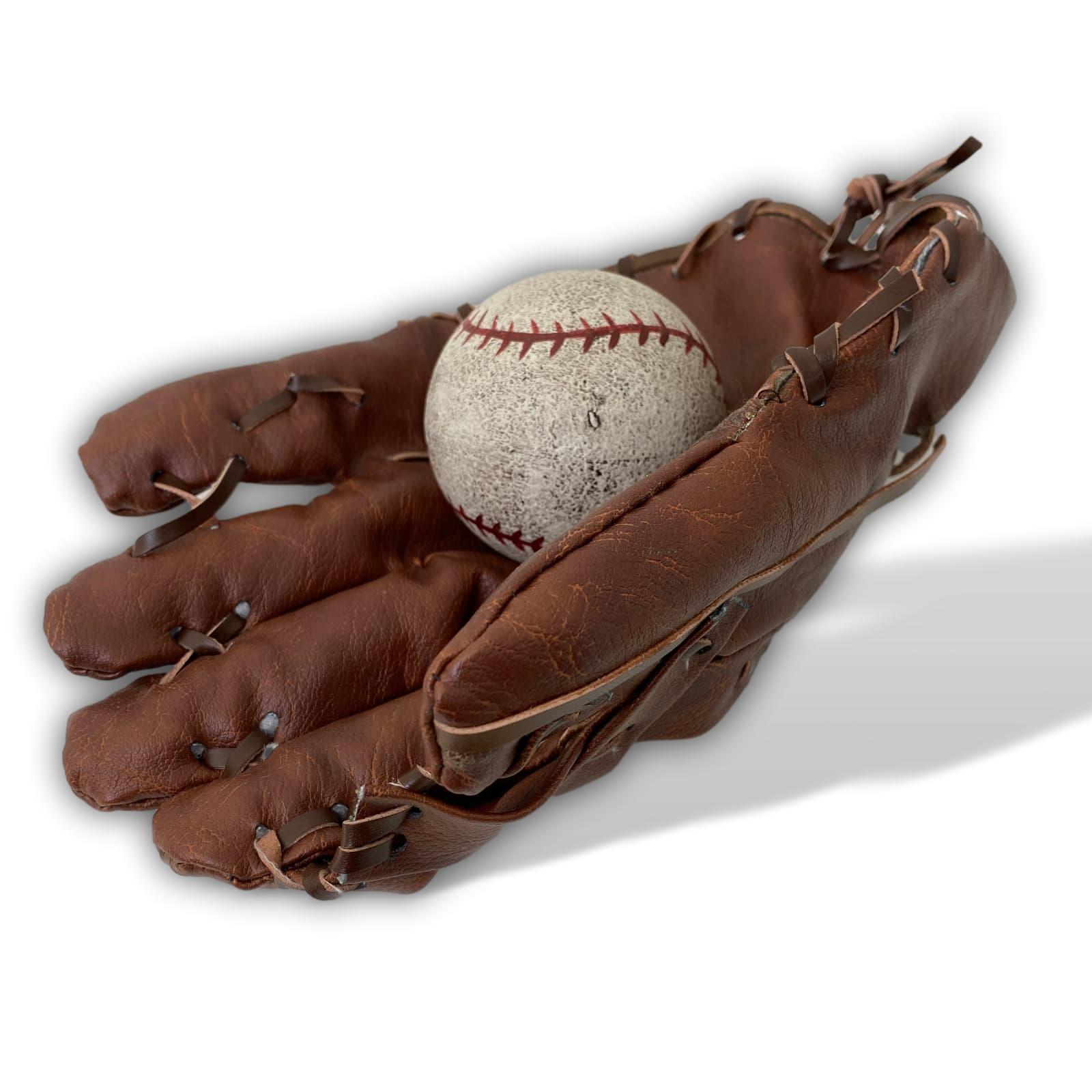 600E951-2 Baseball Handschuh mit Ball Dekoration Wanddeko USA Kunstleder Antik-Stil
