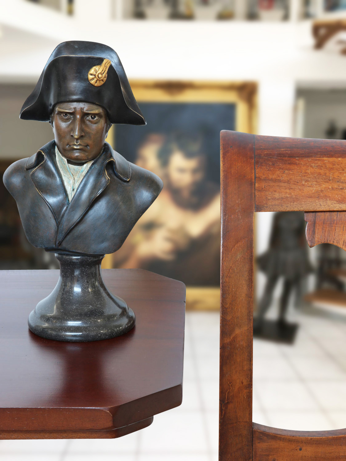 BG-36_Hintergrund Bronzeskulptur Napoleon im Antik-Stil Bronze Figur Statue - 25cm