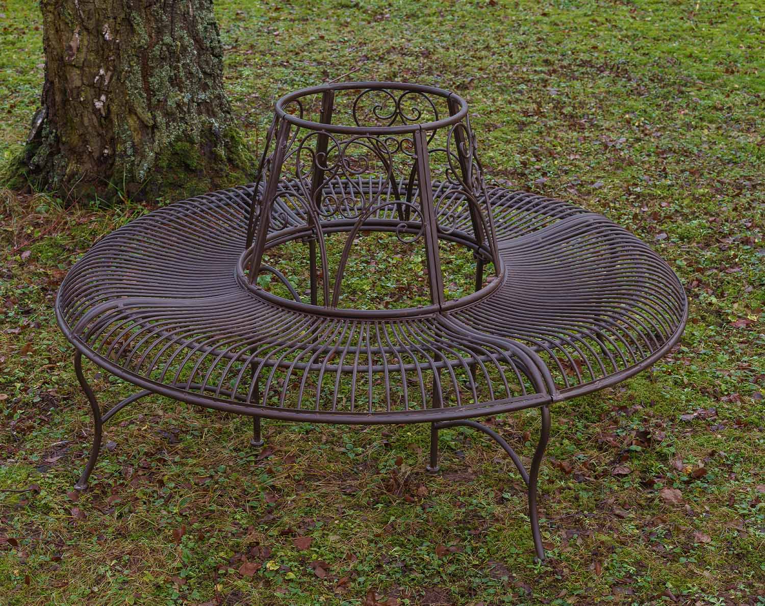 XZ-1-8 Gartenbank Baumbank Bank Garten Möbel Mobiliar Eisen braun 146cm