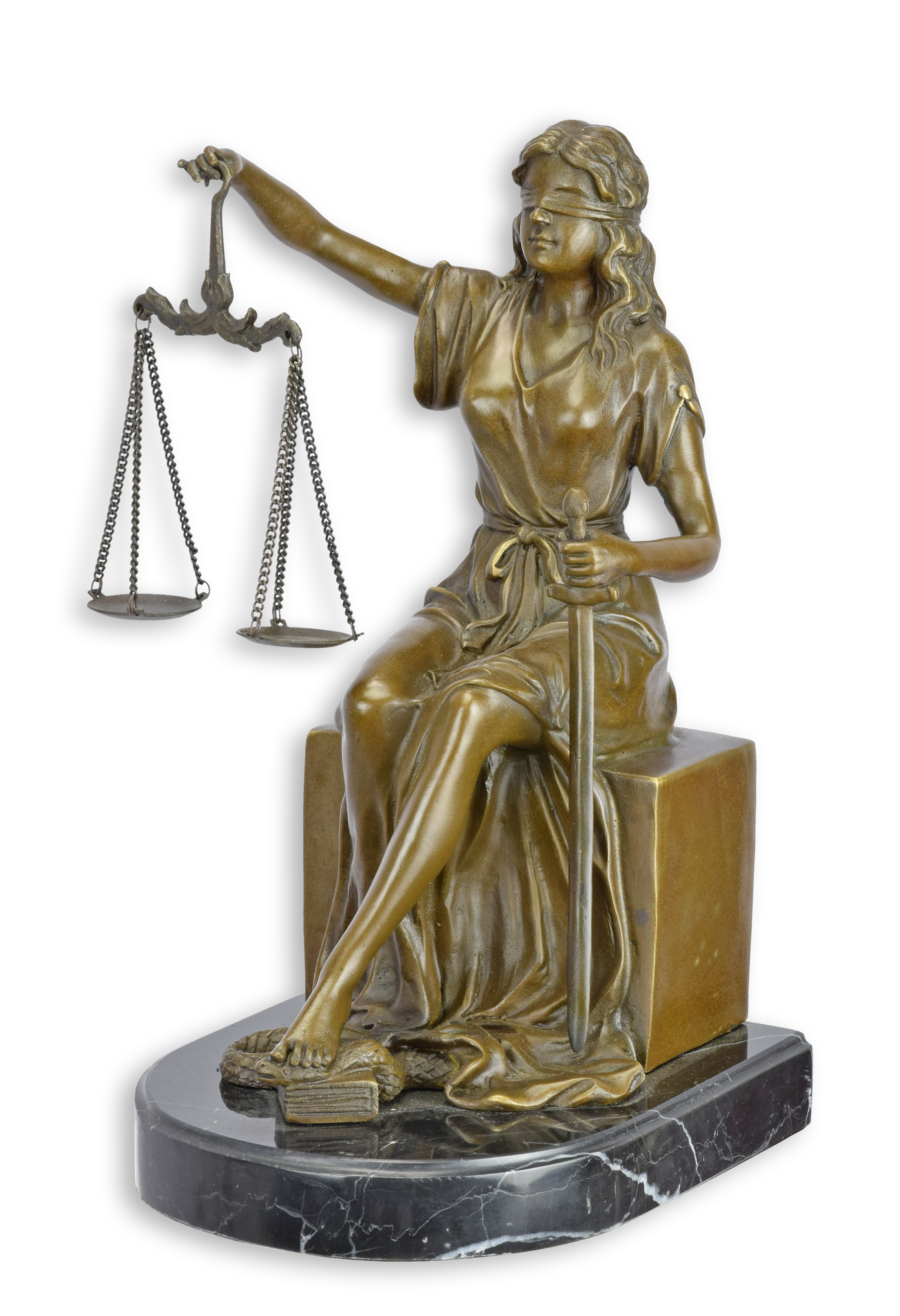 A bronze lady justice bookend replica retro design decoration