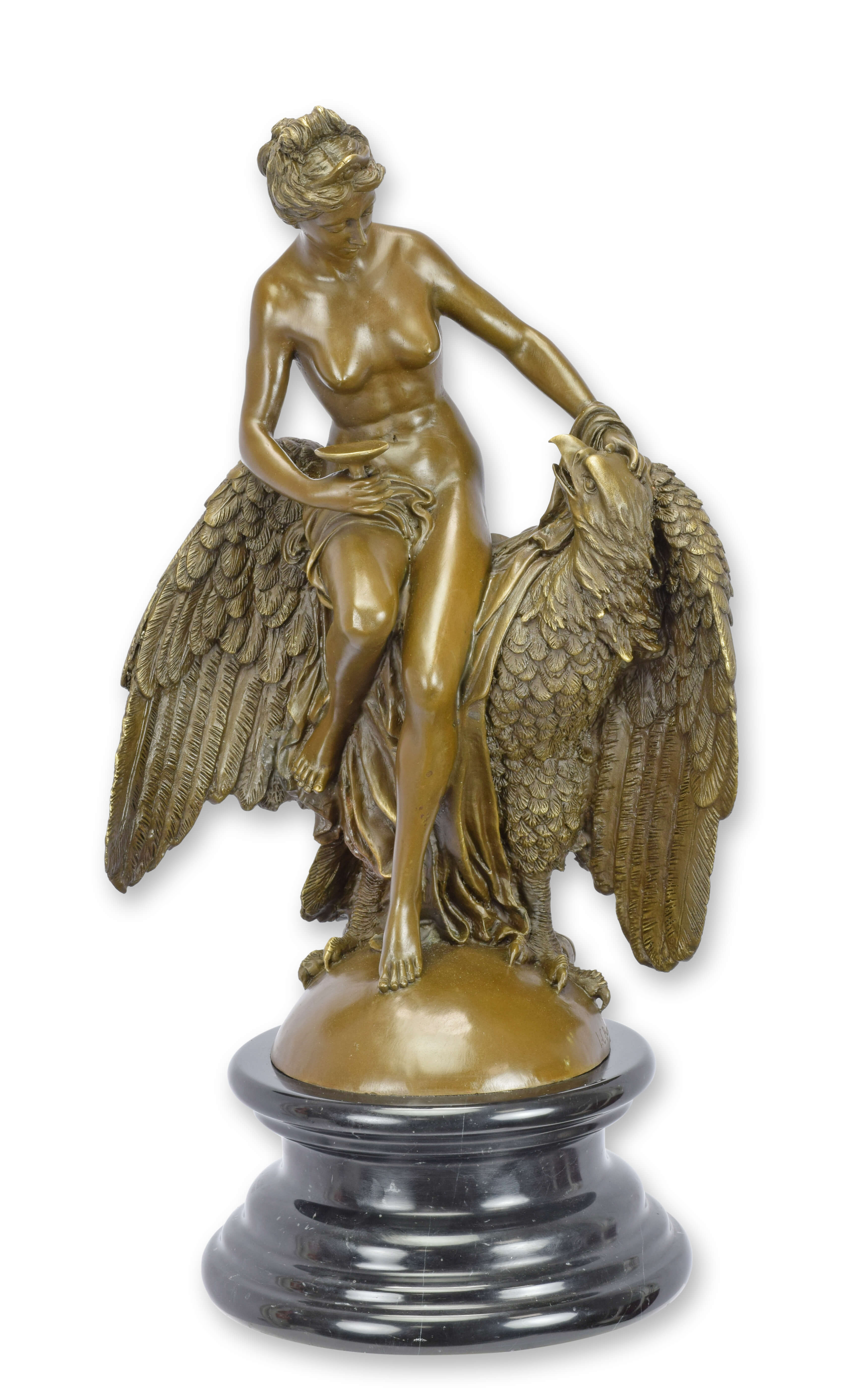 A bronze sculpture of hebe and the eagle replica retro design decoration