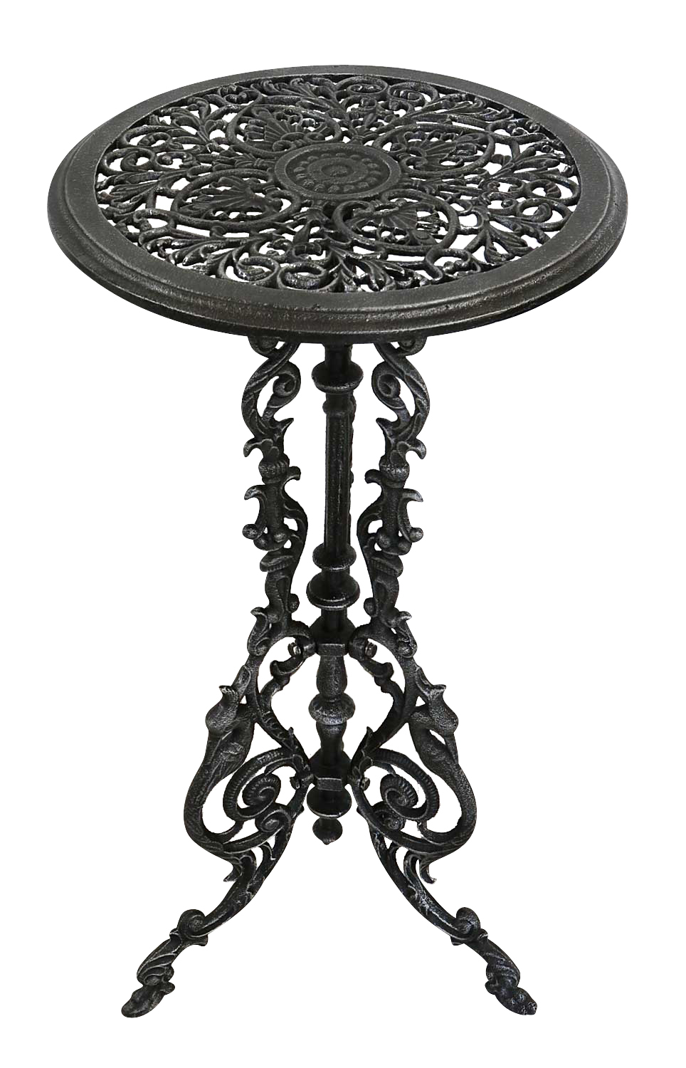 MB-903 Gartentisch Eisen 72cm Tisch Beistelltisch Antik-Stil Farbe silber-schwarz