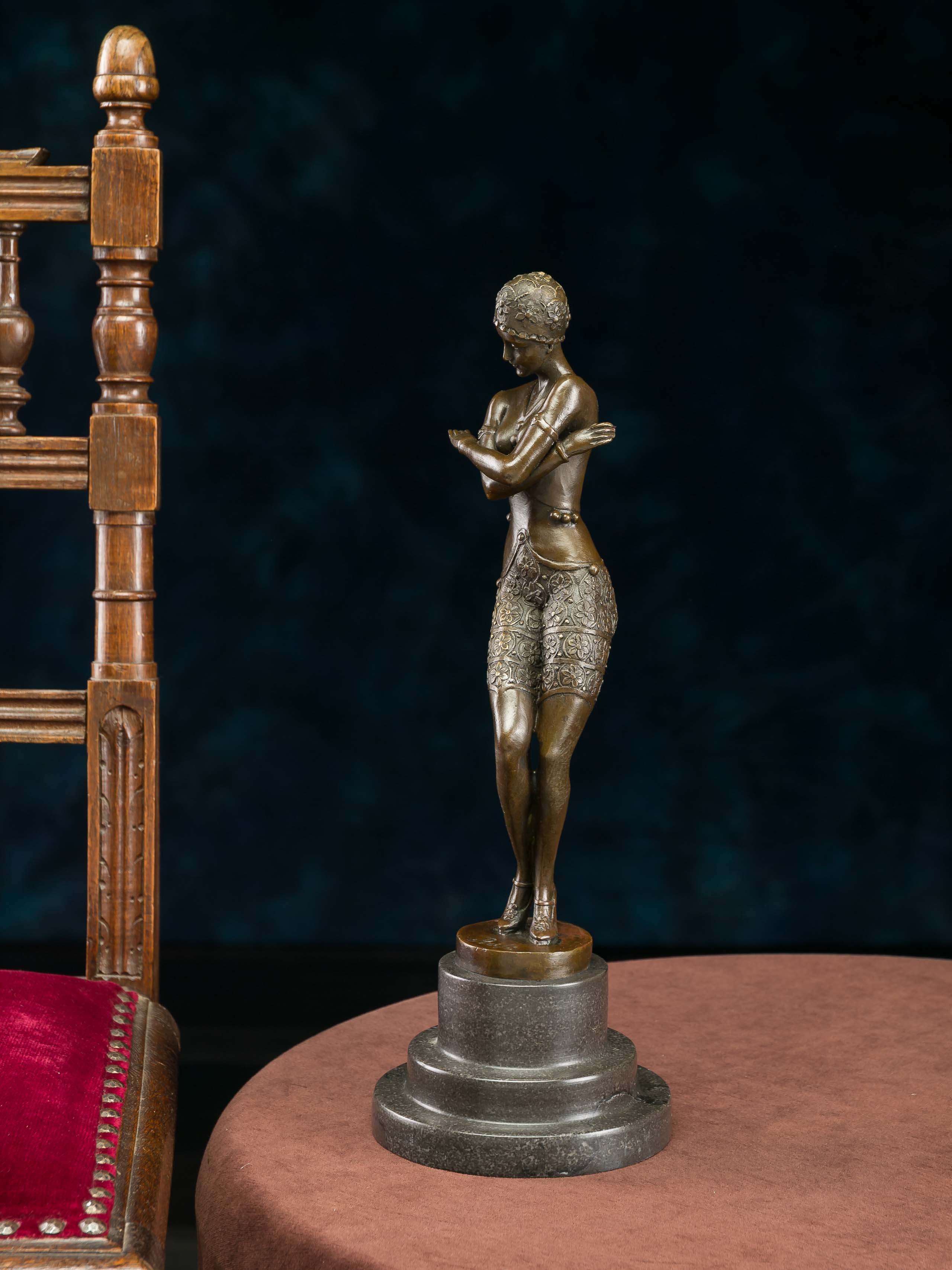 KZ-7-1 Bronze Skulptur nach Ferdinand Preiss (1882-1943) Tänzerin art deco style