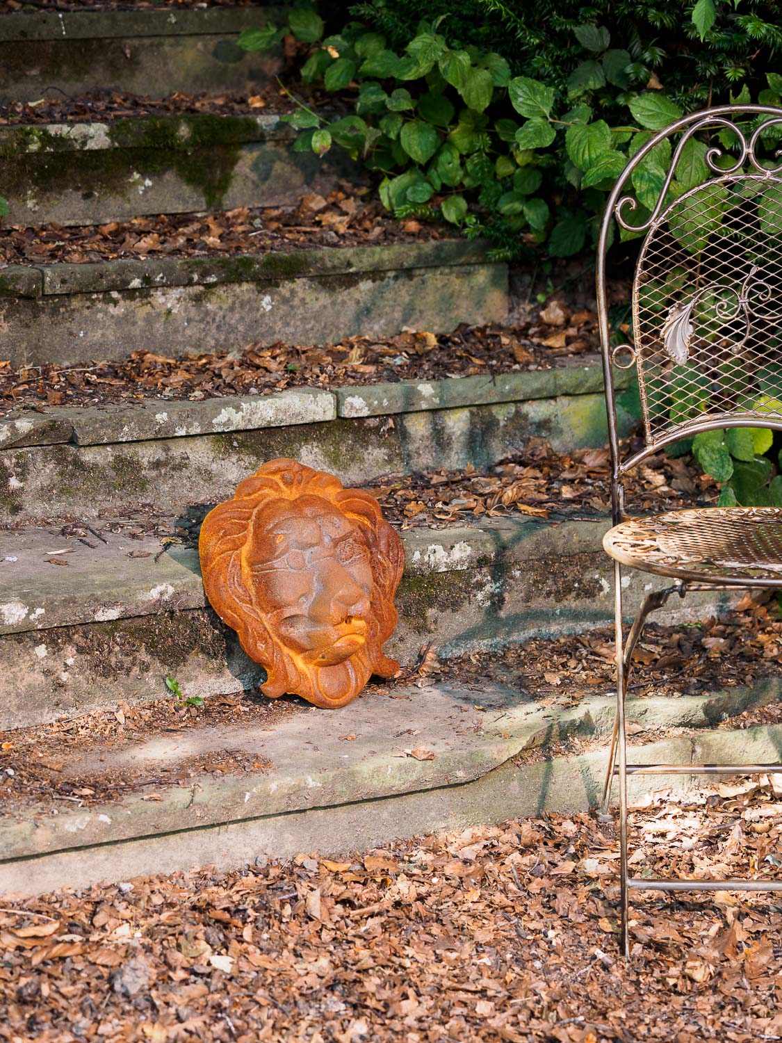 Löwenkopf Löwe Dekoration Eisen Wandbrunnen Wasserspeier Skulptur Figur