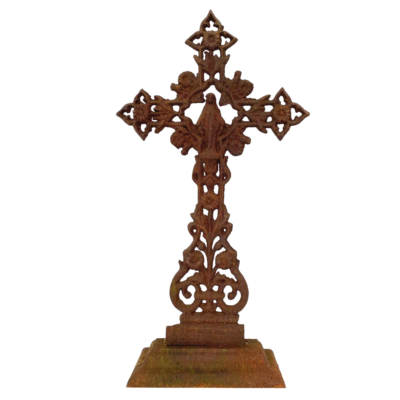 aubaho-cross-3-2 Kreuz Standkreuz Kruzifix Kirche Altar Glaubenskreuz Eisen Rost 64cm Antik-Stil