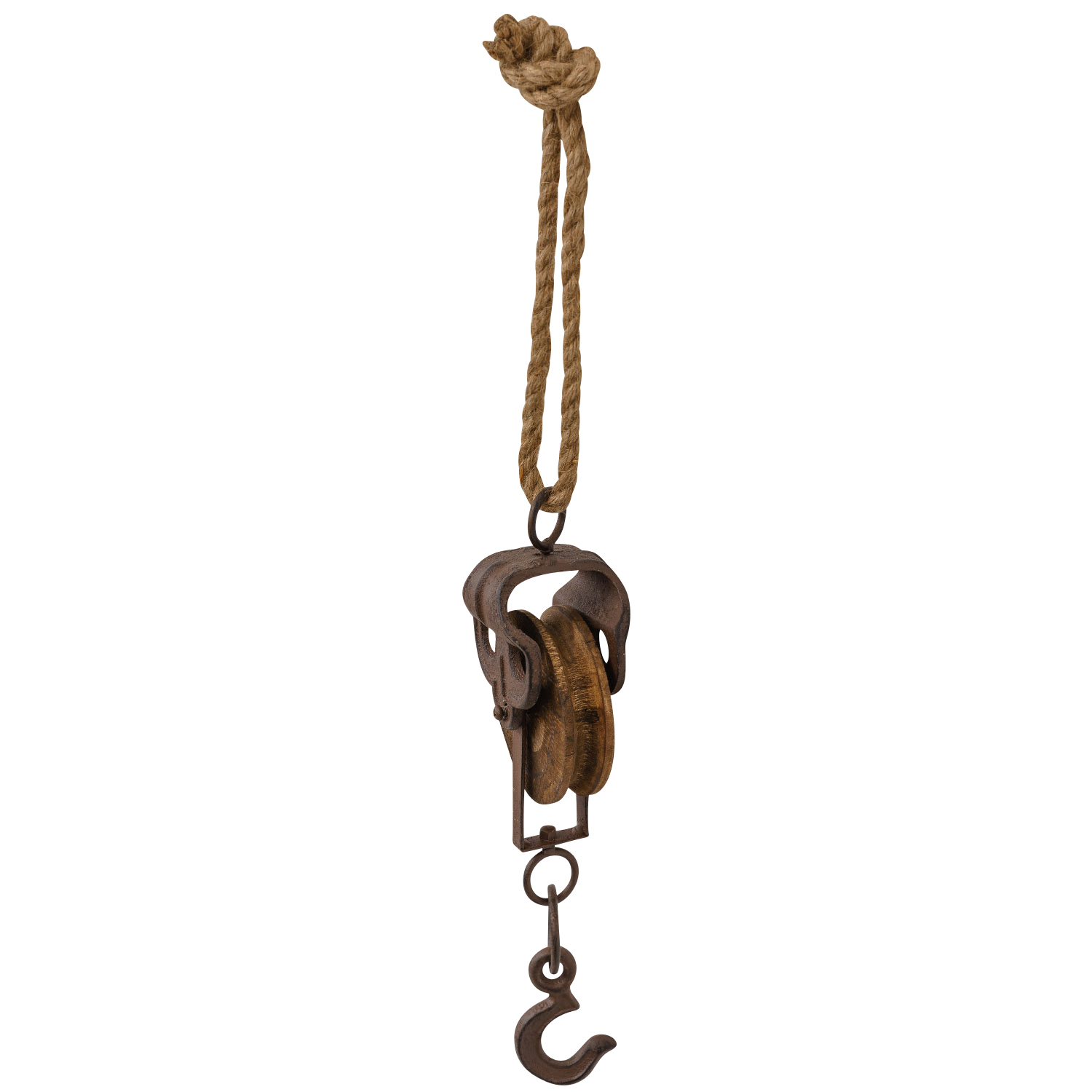 TZ-84-3 Flaschenzug Umlenkrolle Seilzug Rolle Eisen Werkzeug Antik-Stil 50cm