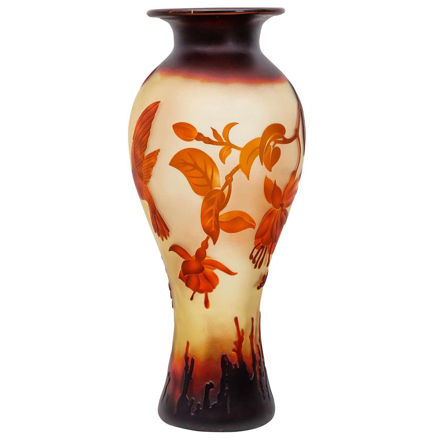 Vase Replika nach Galle Gallé Kolibri Glas Antik-Jugendstil-Stil Kopie c5