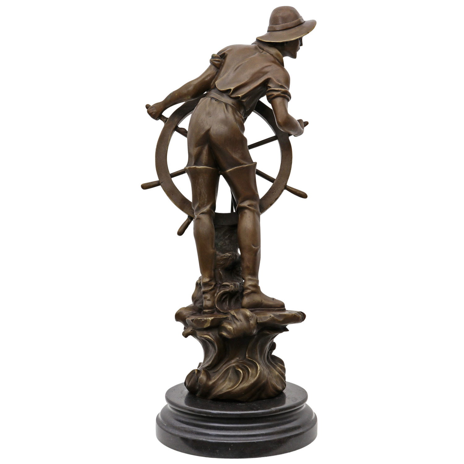 YB-240_3 Seefahrer Bronzeskulptur Kapitän Schiff maritim Nautik See Steuermann 43cm