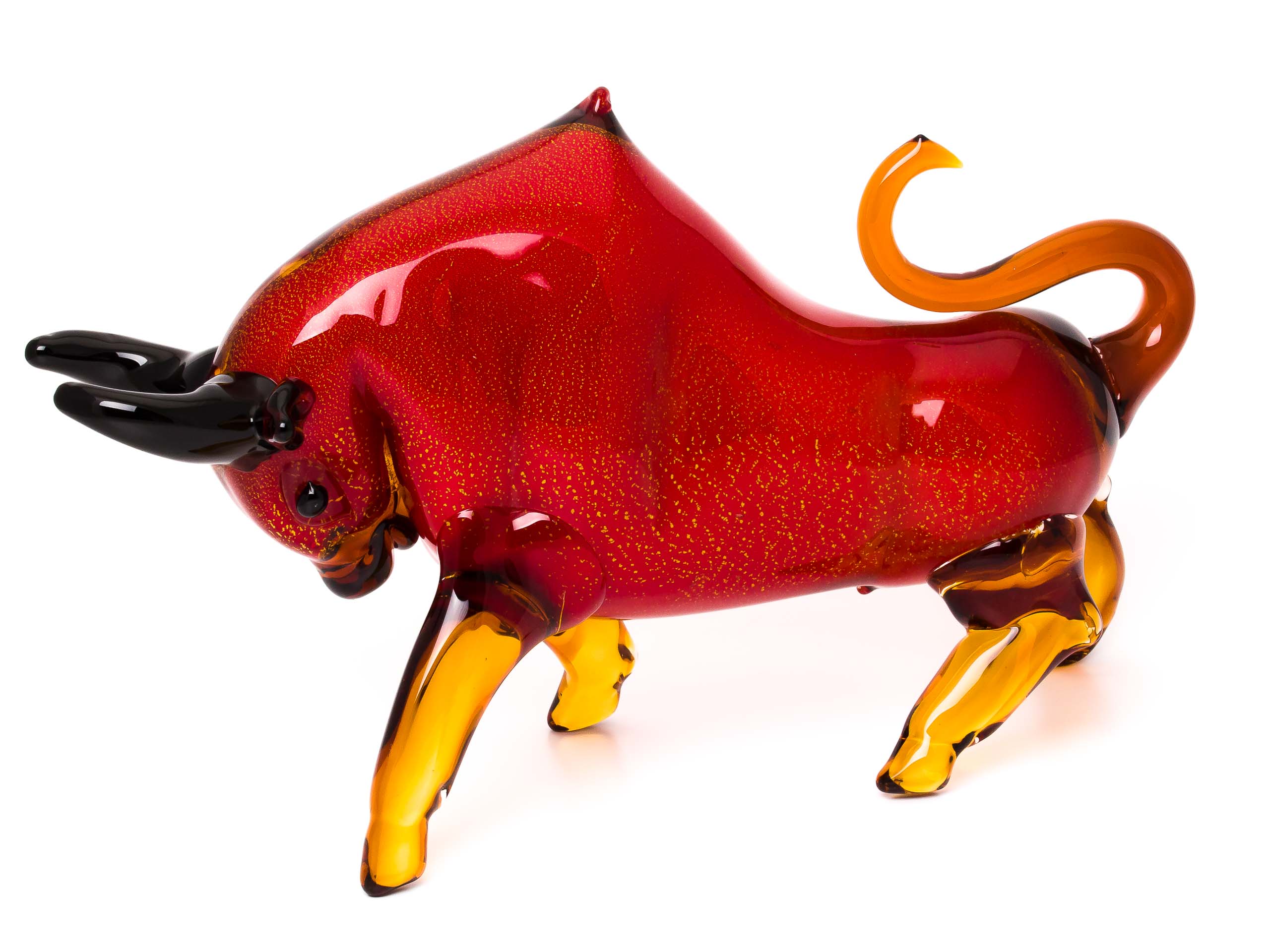Stier aus Glas Figur rot Taurus glass bull Dekoration große Skulptur 48 cm