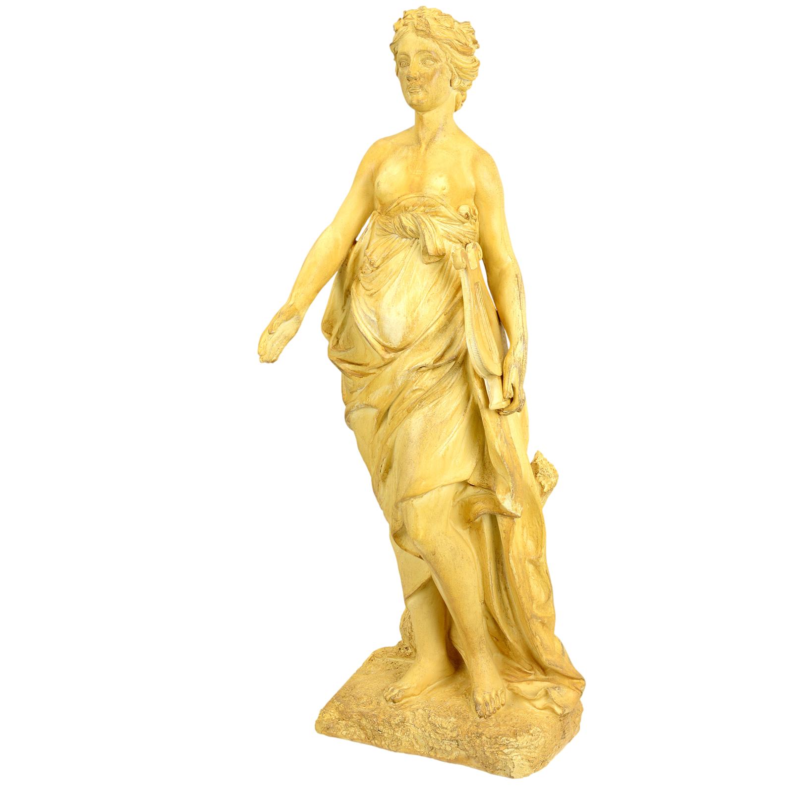 CW-106 Sculpture woman with lyre figure statue artificial stone antique style 55cm