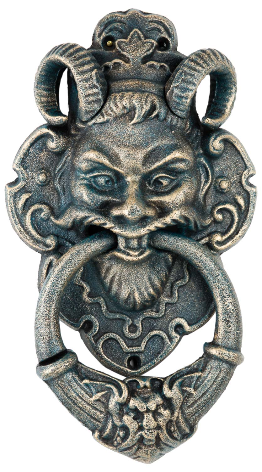 KL-21-02 Türklopfer Teufel Faun Figur Skulptur Eisen im Antik-Stil - 35cm