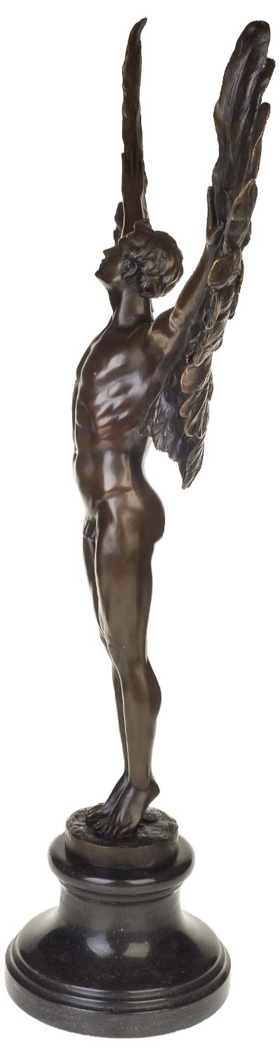 Bronzeskulptur Ikarus Mythologie Engel Flügel Bronze Figur Statue im Antik-Stil