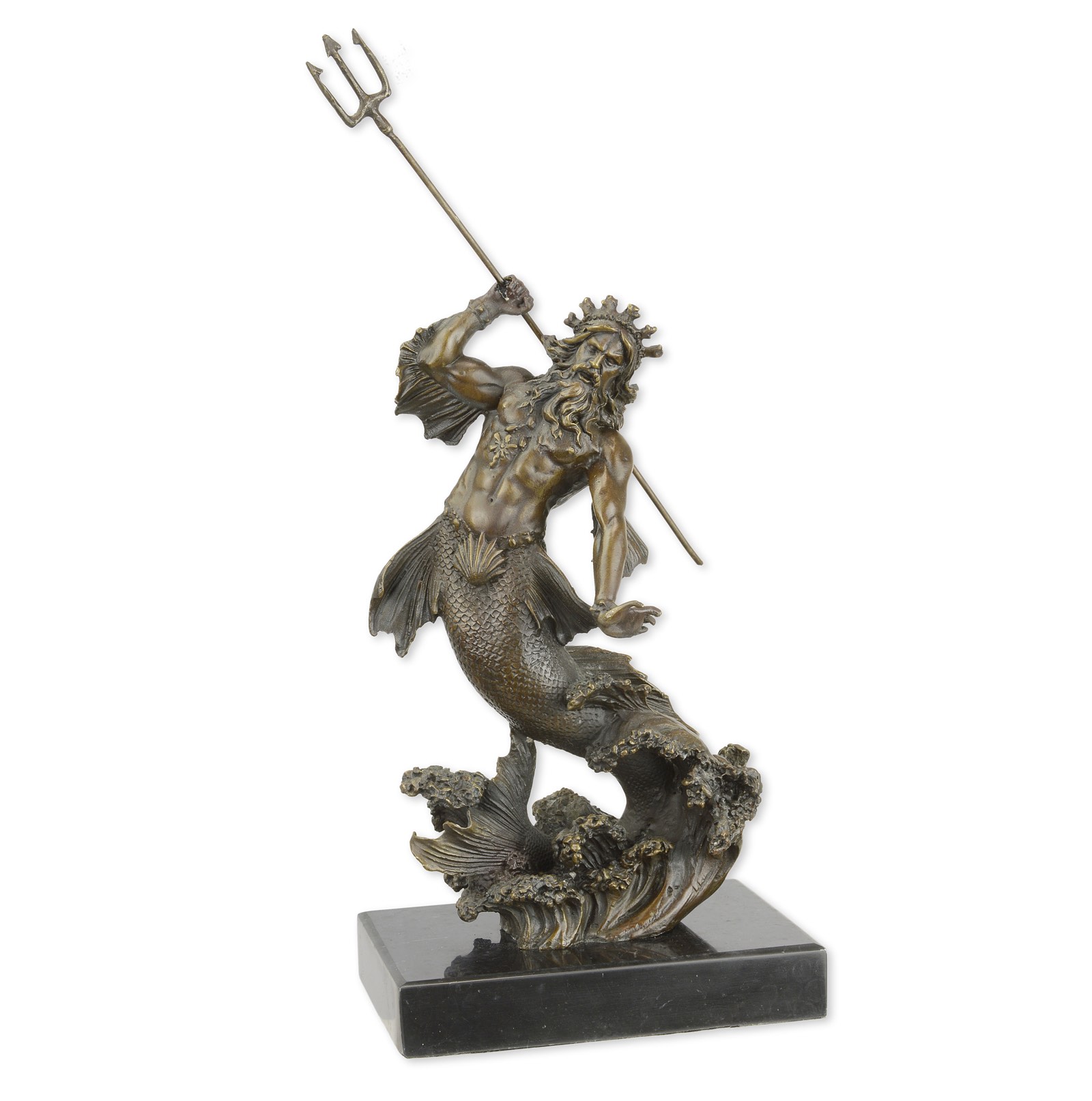 YY-112 Bronzefigur Poseidon Gott des Meeres Mythologie Bronze Skulptur Antik-Stil 30cm