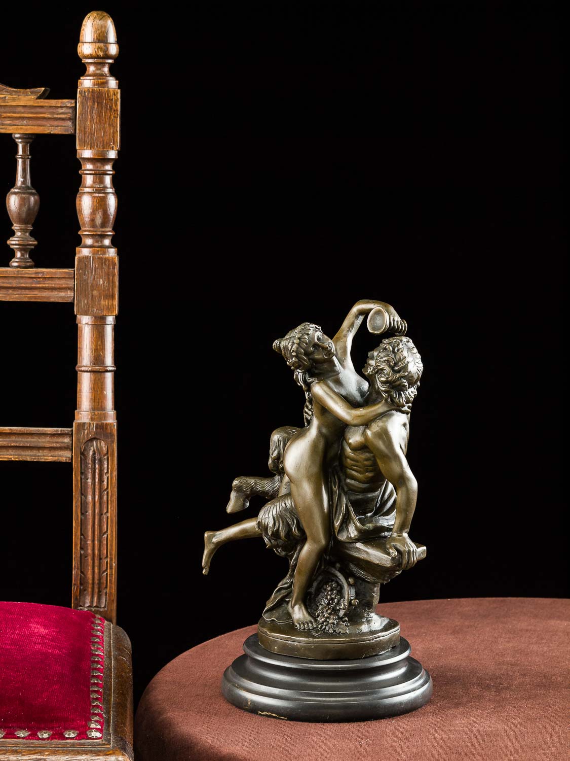 2016-12-07_Auktionshaus_025 Bronzeskulptur Faun erotisches Liebespaar Bronze Figur Skulptur 30cm sculpture