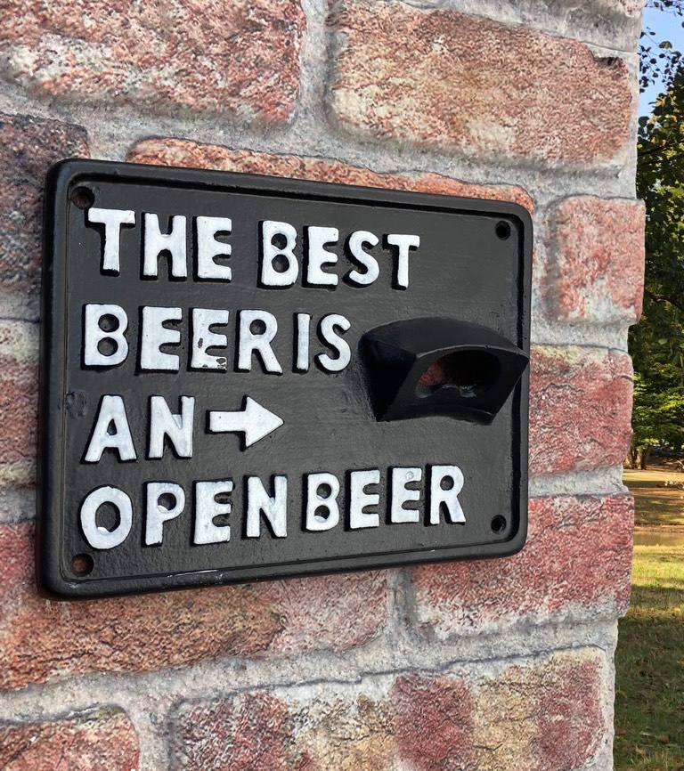 aubaho-LS-N579-6a Schild Türschild THE BEST BEER IS AN OPEN BEER Bier Eisen 20cm Antik-Stil