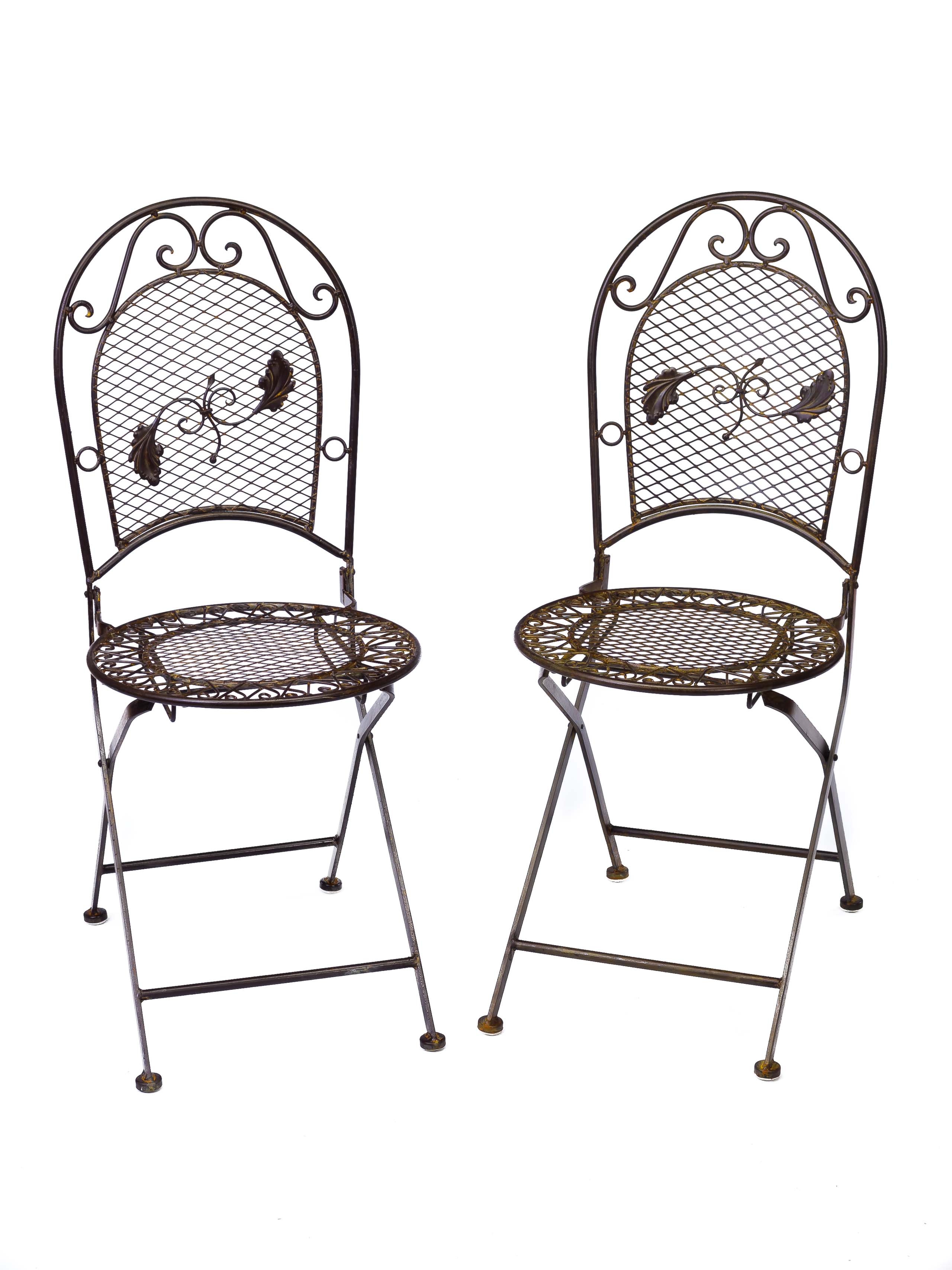 2014-09-08_Auktionshaus_124 2x Garden seat per 9kg wrought iron chair folding chair antique style brown